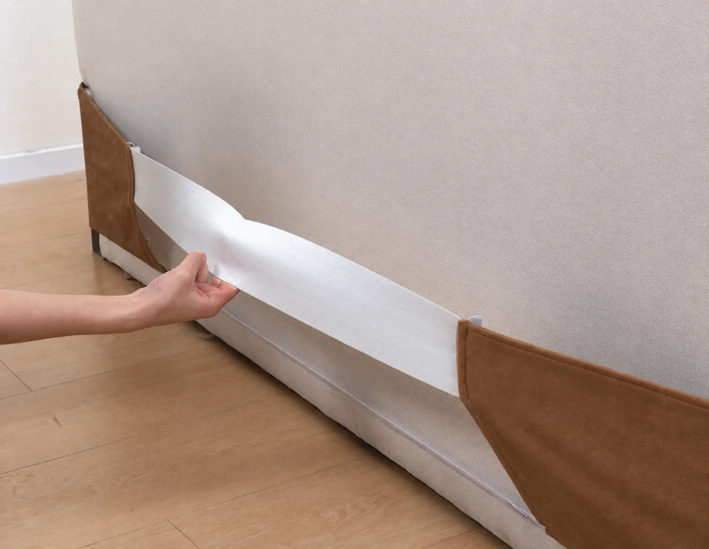 Caramel Brown · Stretch-Fit Inset Bed Frame Cover · Elastic Bands + Back Elastic