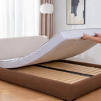 Caramel Brown · Stretch-Fit Inset Bed Frame Cover · Tie Straps + Back Elastic