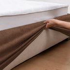 Caramel Brown · Stretch-Fit Inset Bed Frame Cover · Tie Straps + Back Elastic