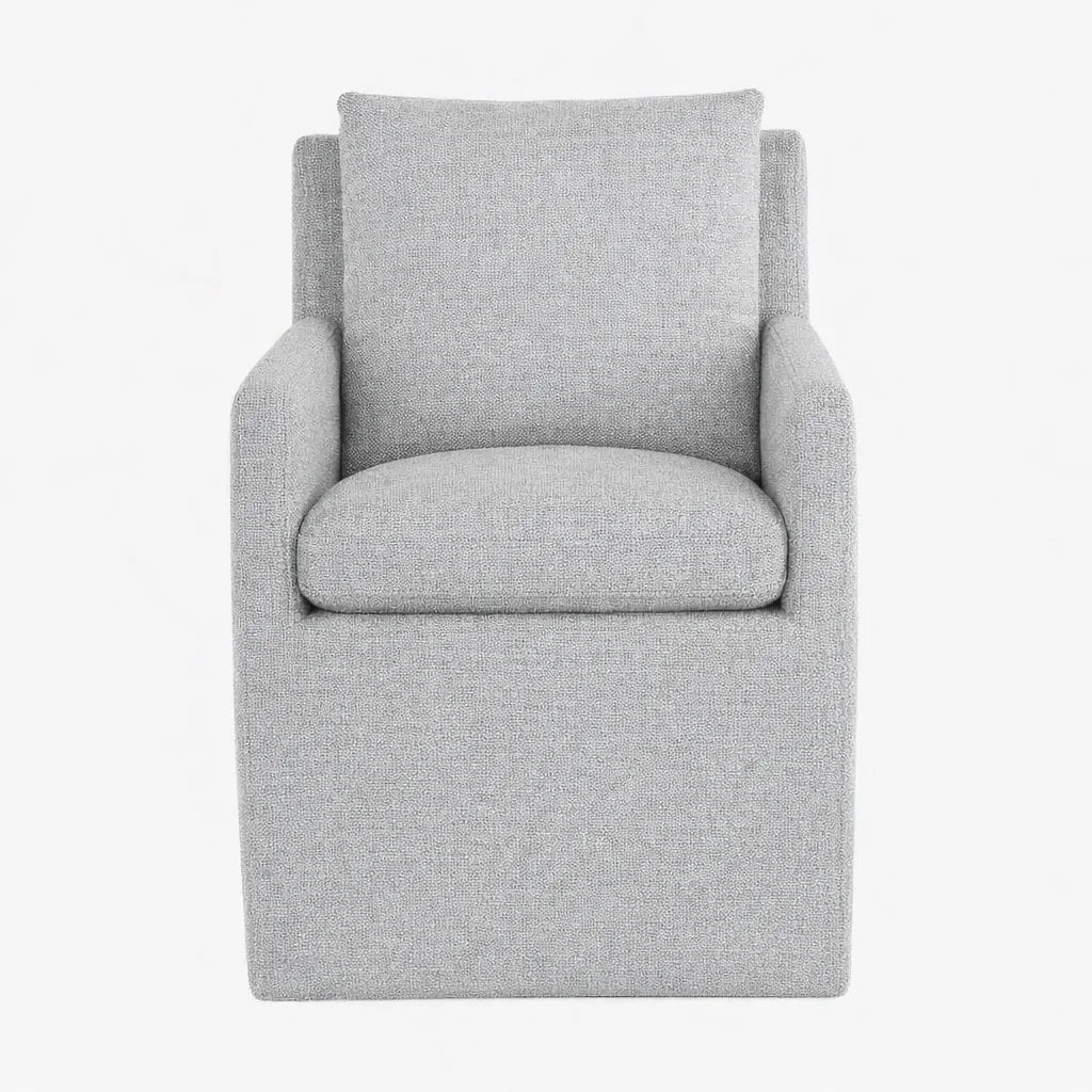 Light Gray ML 625 - 03 | Long-Skirt Dining Chair with armrest Slipcover