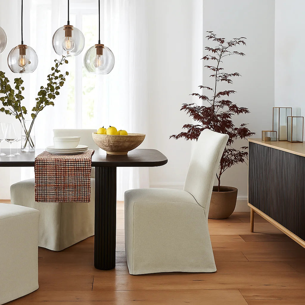 Champagne Cream WX23006 - 06 | Long-Skirt Dining Chair Slipcover