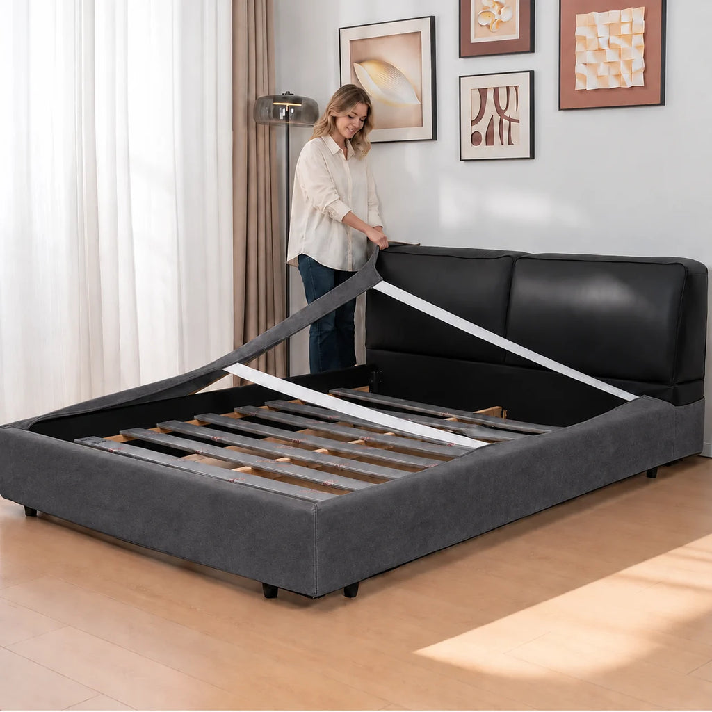 Charcoal-Gray · Stretch-Fit Bed Frame Cover