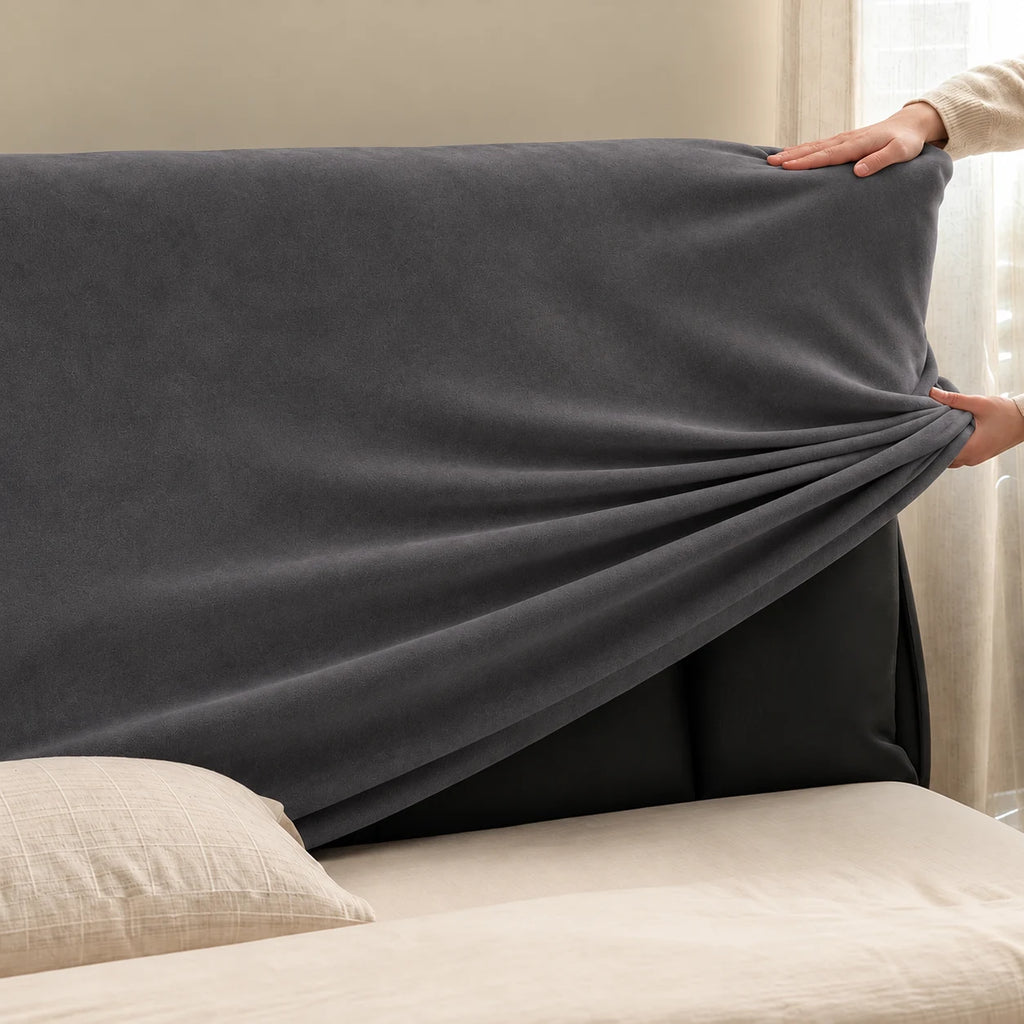Charcoal-Gray · Stretch-Fit Bed Headboard Cover
