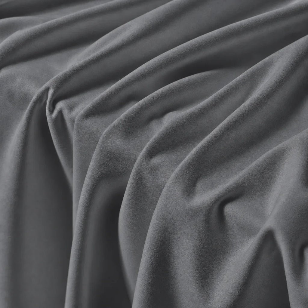 Charcoal Gray · Stretch-Fit Inset Bed Frame Cover · Tie Straps + Back Elastic