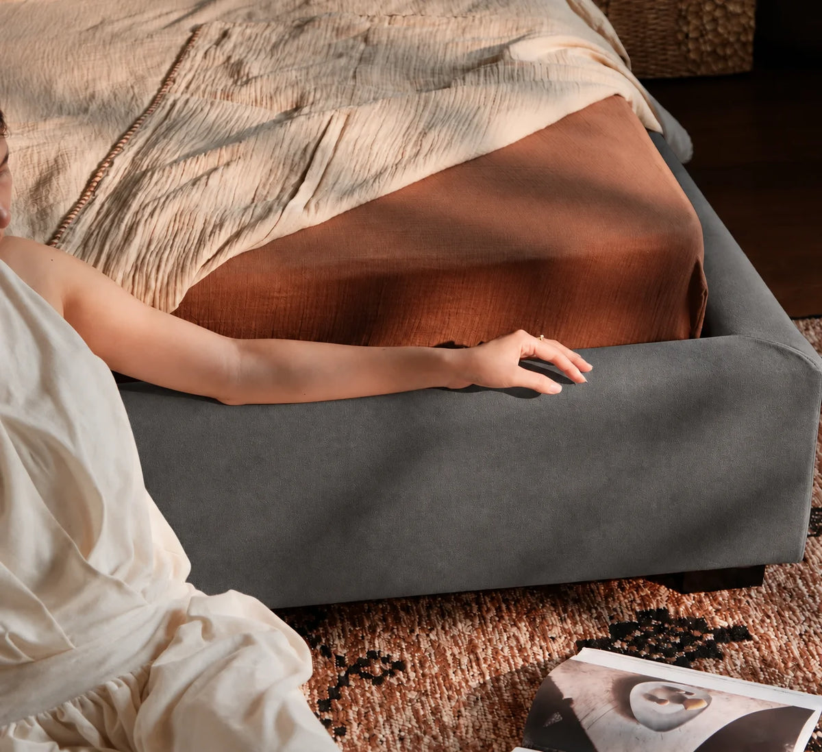 Charcoal Gray · Stretch-Fit Bed Frame Cover