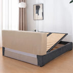 Charcoal Gray · Stretch-Fit Inset Bed Frame Cover · Tie Straps + Back Elastic