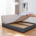 Charcoal Gray · Stretch-Fit Inset Bed Frame Cover · Tie Straps + Back Elastic