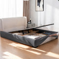 Charcoal Gray · Stretch-Fit Inset Bed Frame Cover · Tie Straps + Back Elastic