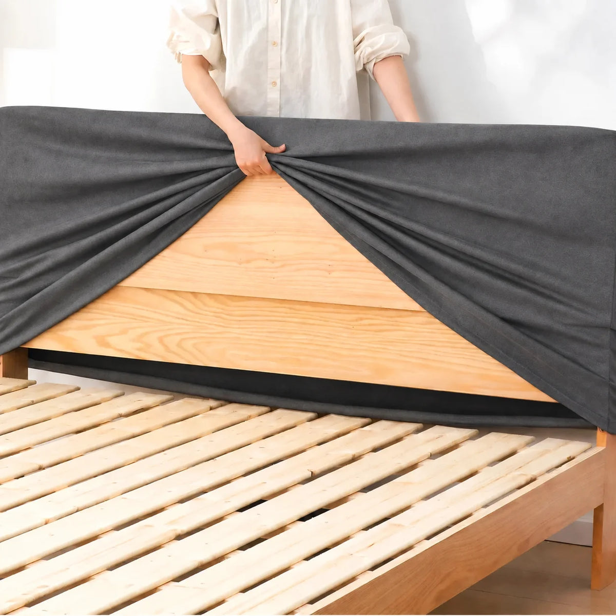 Charcoal Gray · Stretch-Fit Bed Headboard Cover
