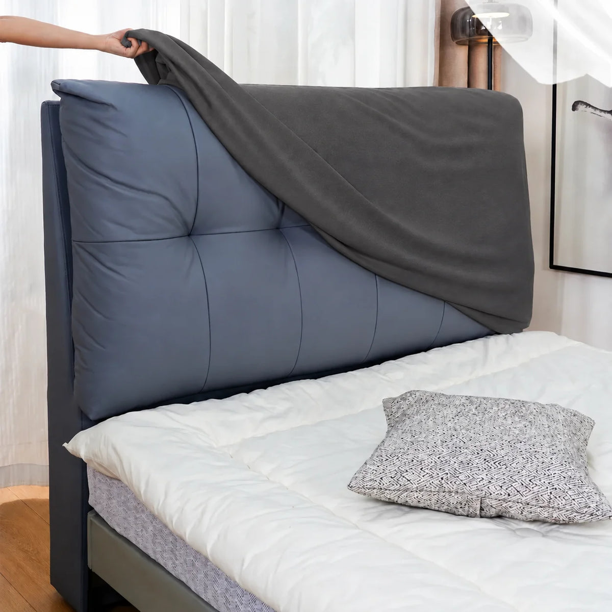 Charcoal Gray · Stretch-Fit Bed Headboard Cover