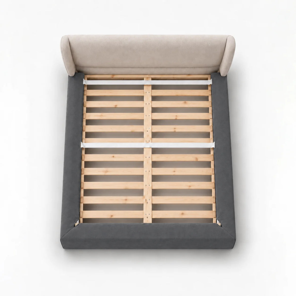 Charcoal Gray · Stretch-Fit Inset Bed Frame Cover · Elastic Bands + Back Elastic