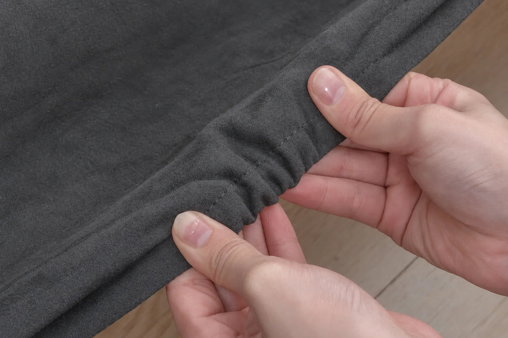 Charcoal Gray · Stretch-Fit Inset Bed Frame Cover · Elastic Bands + Back Elastic