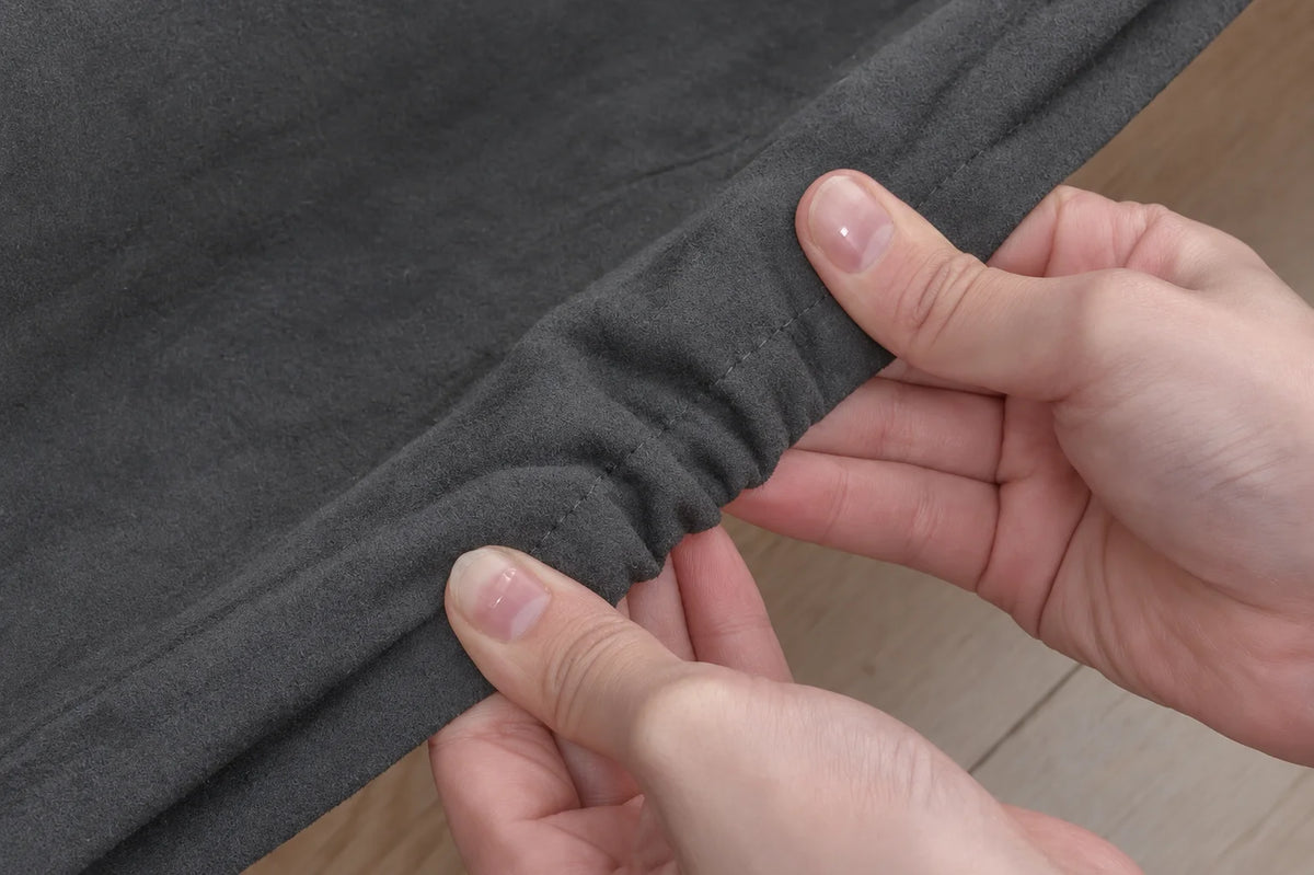 Charcoal Gray · Stretch-Fit Inset Bed Frame Cover · Elastic Bands + Back Elastic