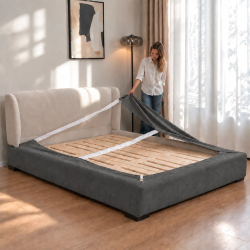 Charcoal Gray · Stretch-Fit Bed Frame Cover