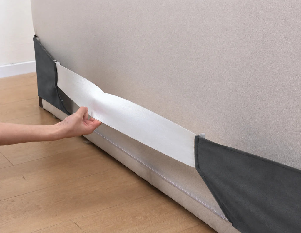 Charcoal Gray · Stretch-Fit Inset Bed Frame Cover · Elastic Bands + Back Elastic