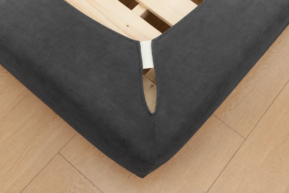 Charcoal Gray · Stretch-Fit Inset Bed Frame Cover · Elastic Bands + Back Elastic