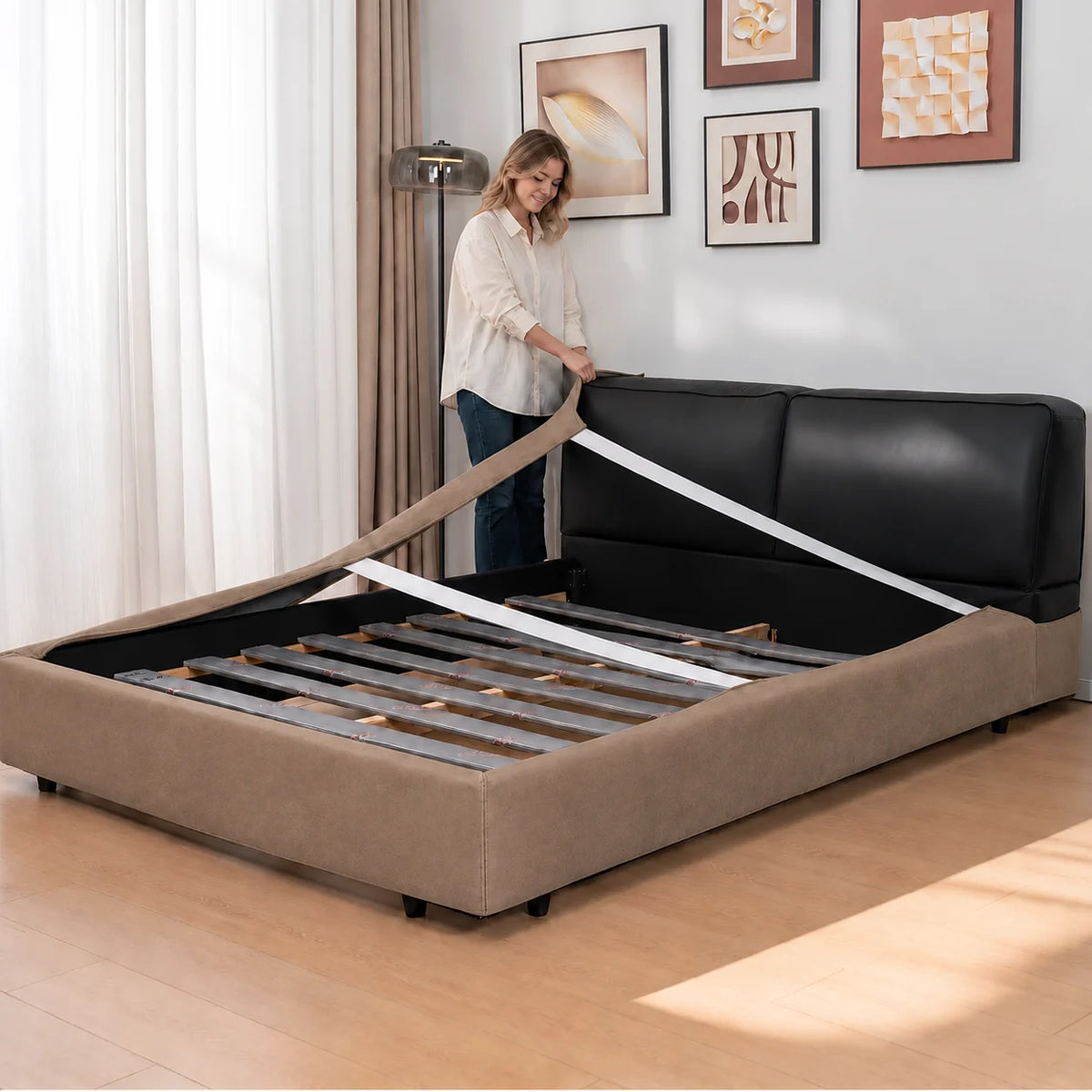Charcoal · Stretch-Fit Bed Frame Cover