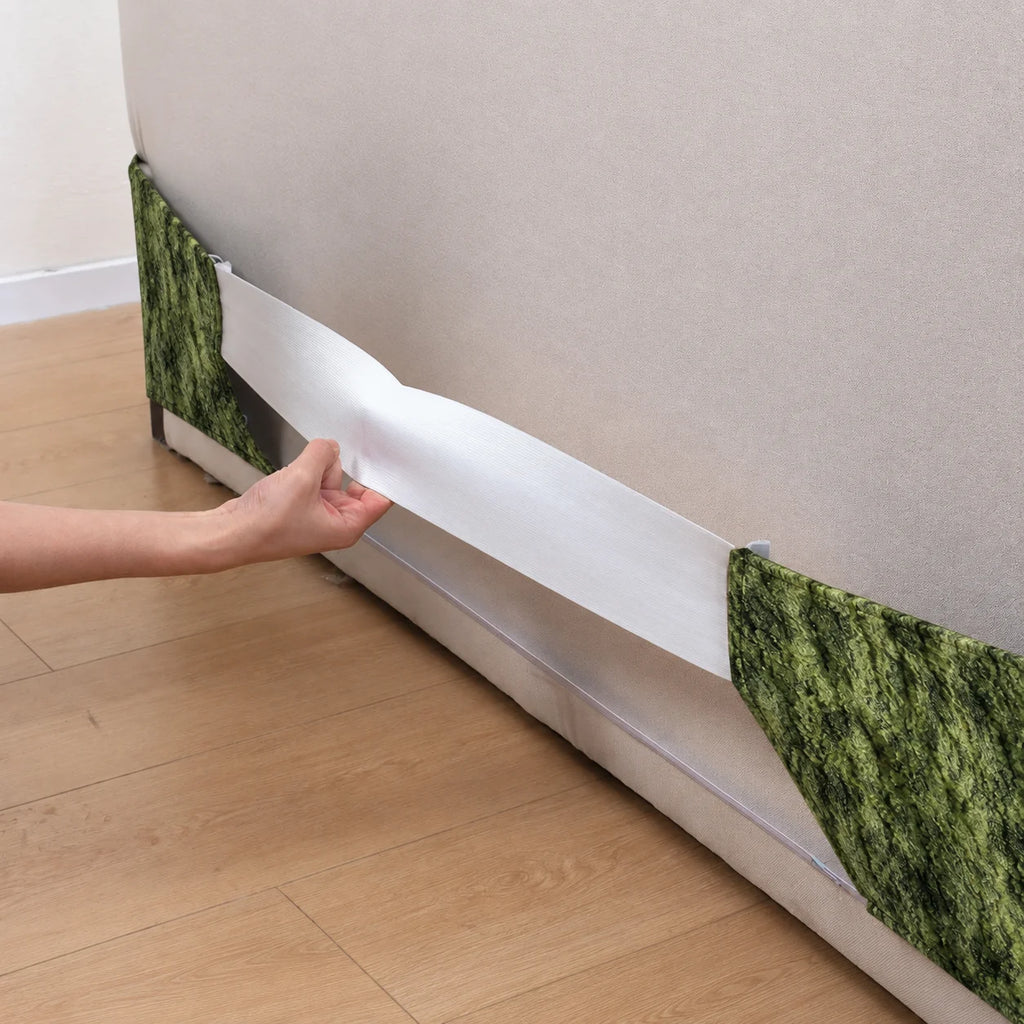Moss Trace · Stretch-Fit Inset Bed Frame Cover · Elastic Bands + Back Elastic