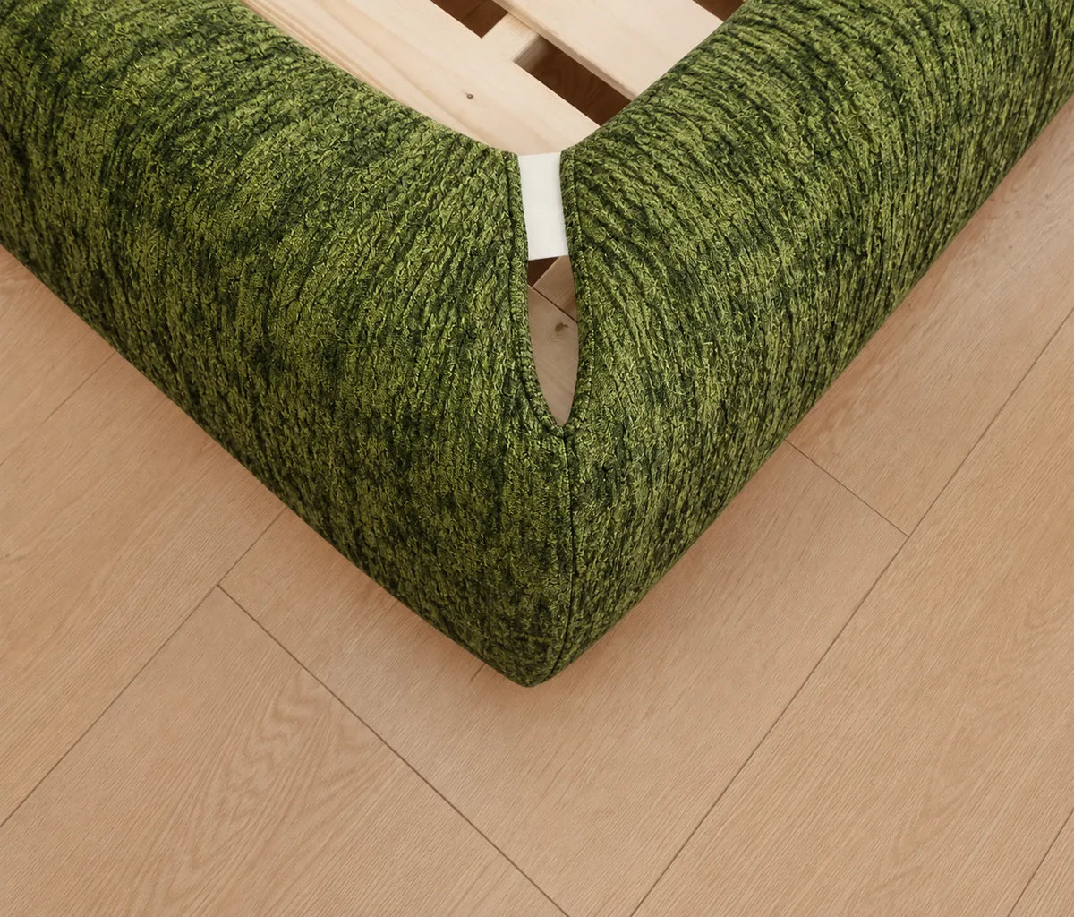 Moss Trace · Stretch-Fit Inset Bed Frame Cover · Elastic Bands + Back Elastic