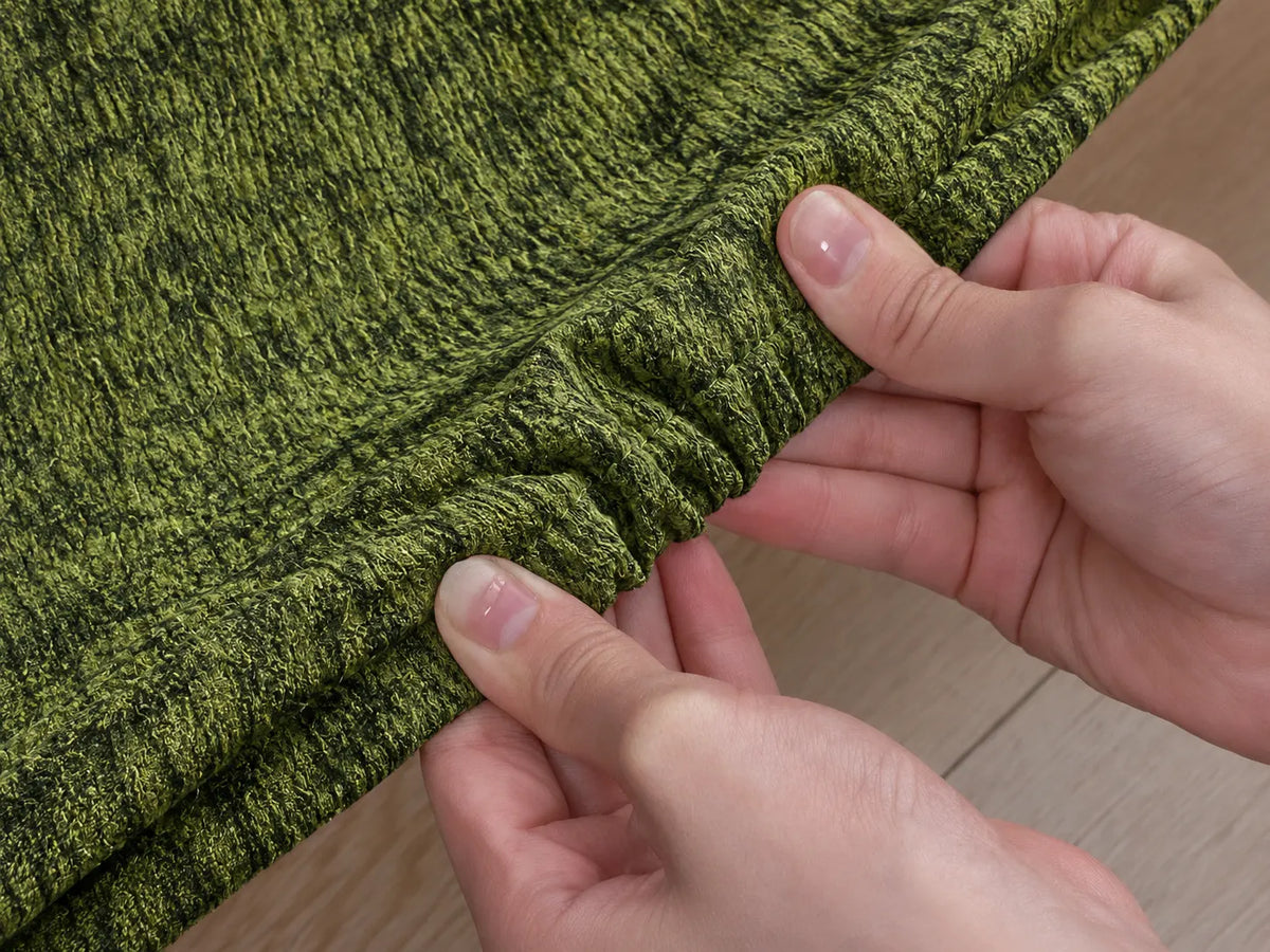 Moss Trace · Stretch-Fit Inset Bed Frame Cover · Elastic Bands + Back Elastic