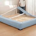 Sky Blue · Stretch-Fit Inset Bed Frame Cover · Elastic Bands + Back Elastic