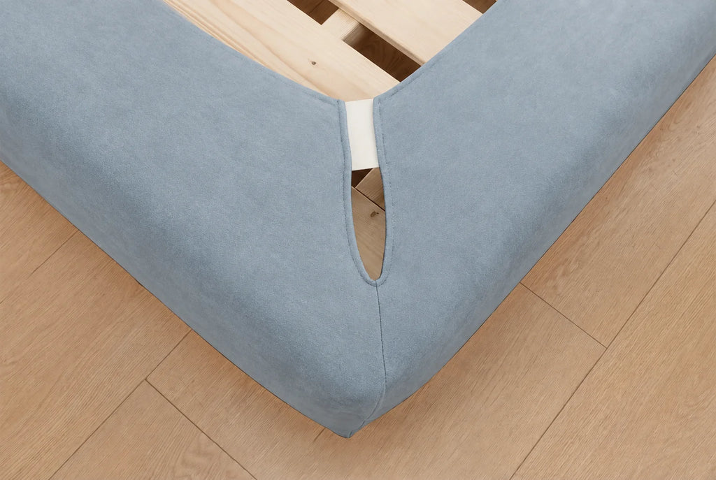 Sky Blue · Stretch-Fit Inset Bed Frame Cover · Elastic Bands + Back Elastic