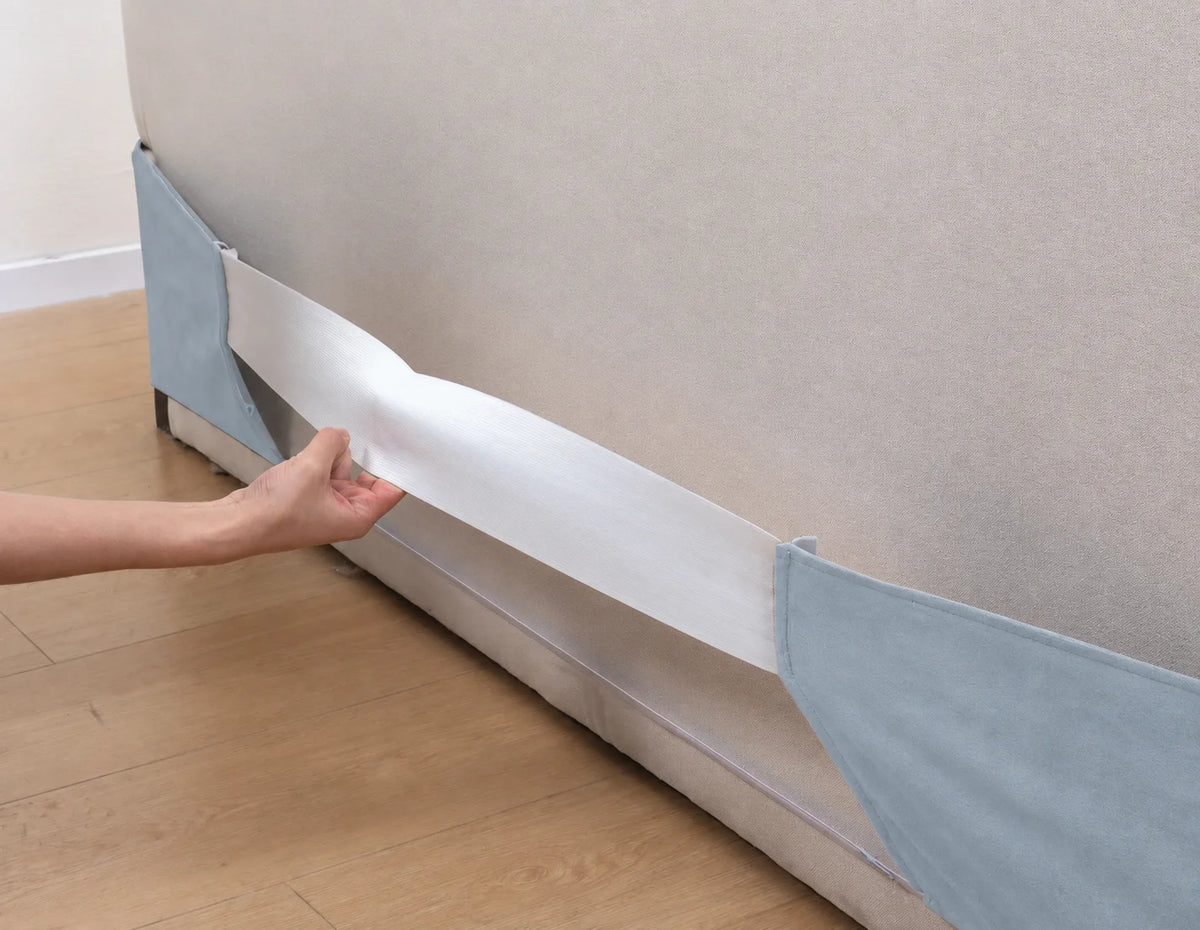 Sky Blue · Stretch-Fit Inset Bed Frame Cover · Elastic Bands + Back Elastic