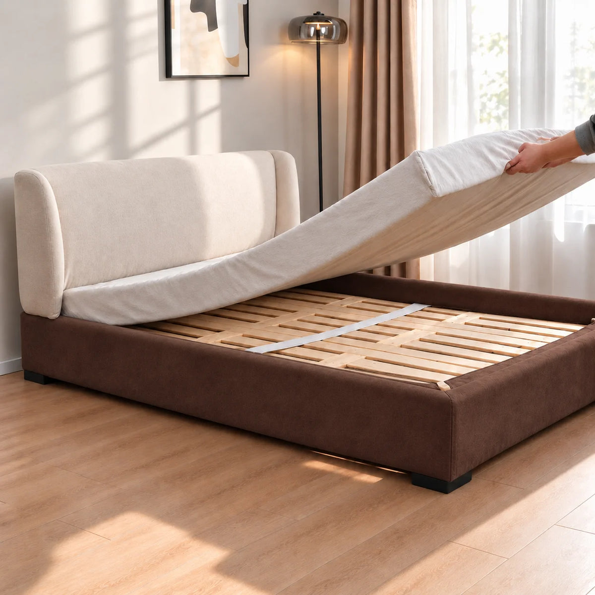 Chocolate-Brown · Stretch-Fit Bed Frame Cover