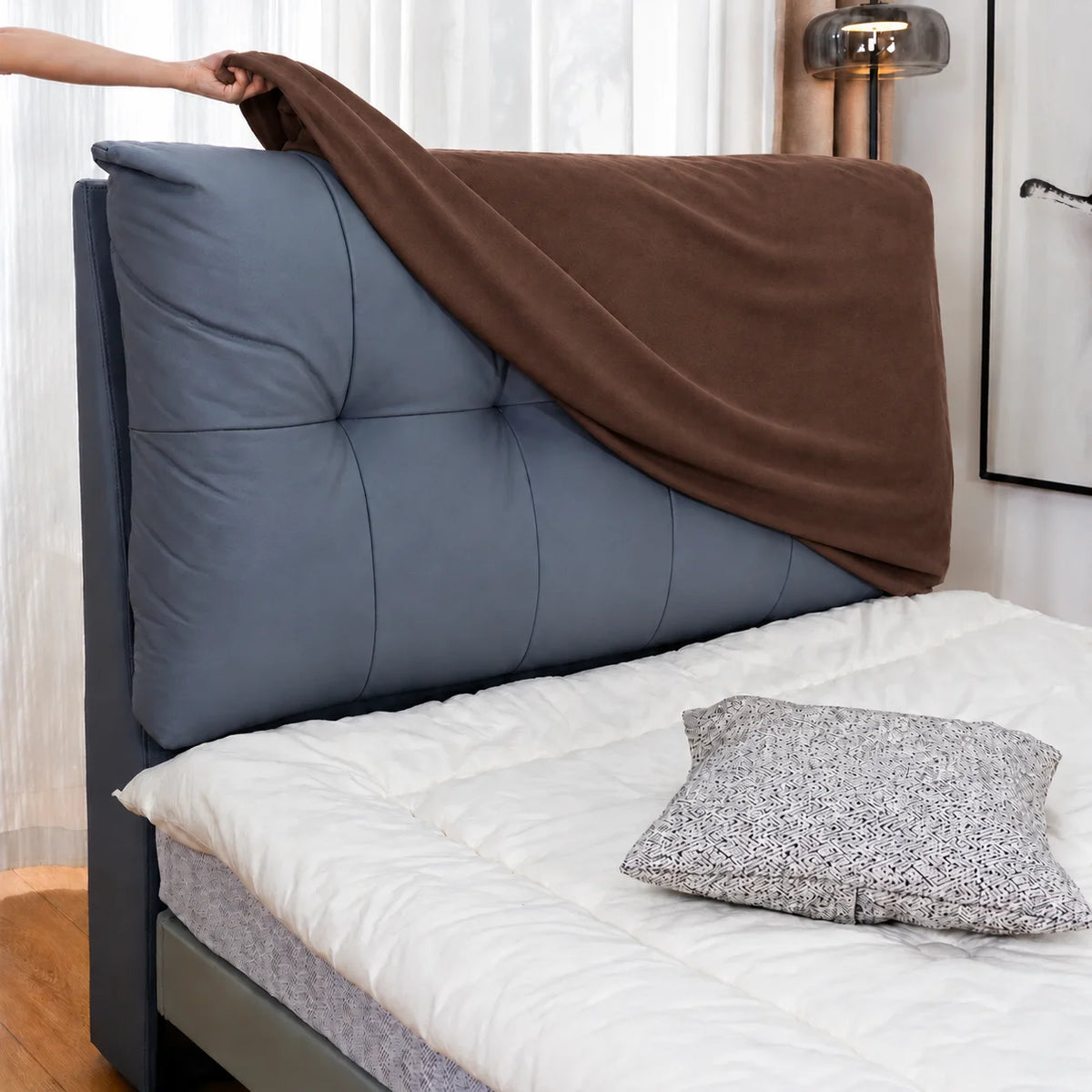Chocolate-Brown · Stretch-Fit Bed Headboard Cover