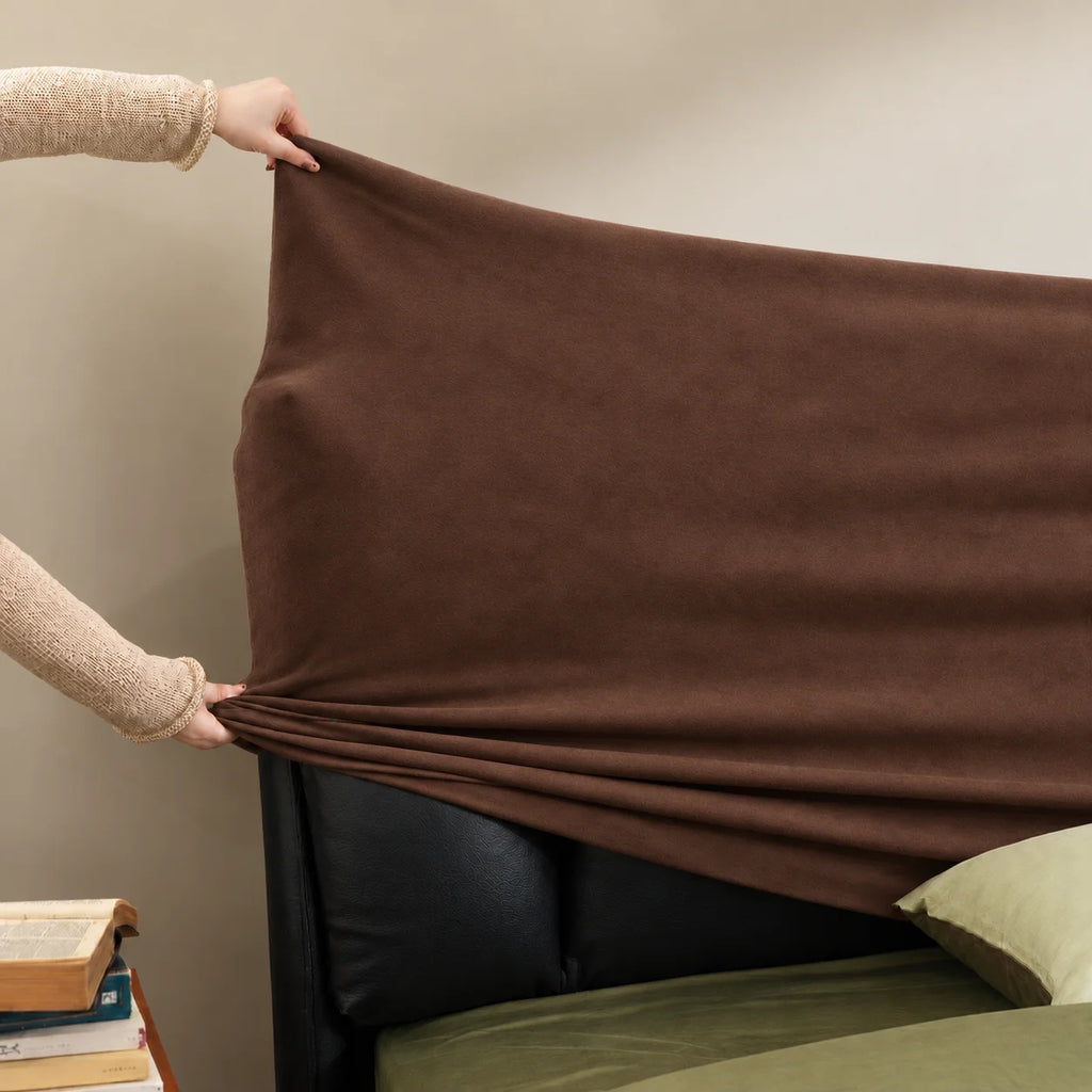 Chocolate-Brown · Stretch-Fit Bed Headboard Cover