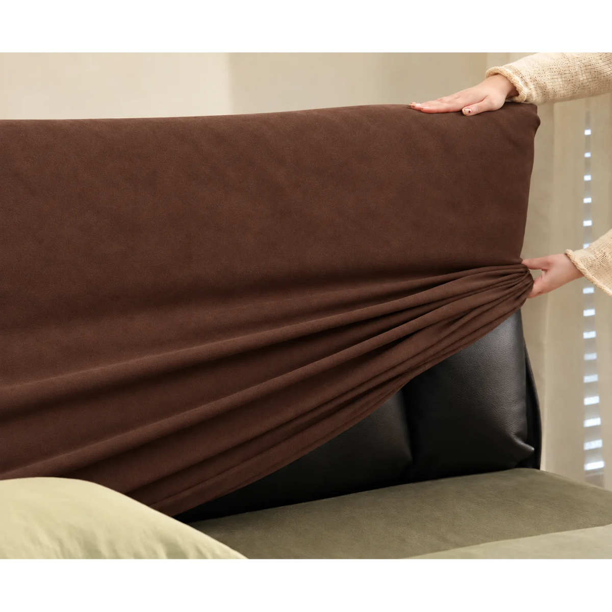 Chocolate-Brown · Stretch-Fit Bed Headboard Cover