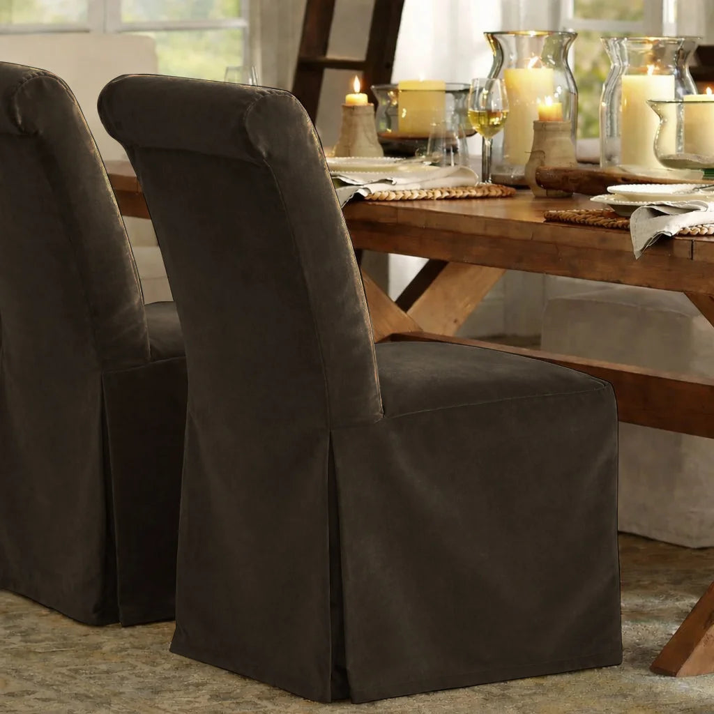 Clay Brown WB PBV2042 - 07 | Long-Skirt Dining Chair Slipcover