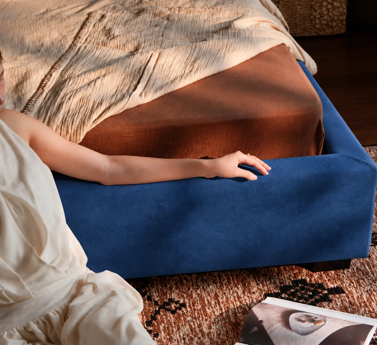 Cobalt Blue · Stretch-Fit Bed Frame Cover