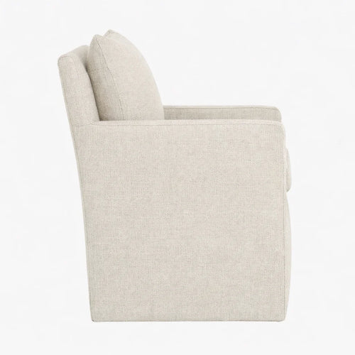 Cream ML 625 - 02 | Long-Skirt Dining Chair with armrest Slipcover