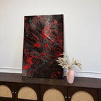 Crimson Nocturne · Textured Ink Jacquard · Custom Wall Art