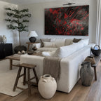Crimson Nocturne · Textured Ink Jacquard · Custom Wall Art