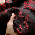 Crimson Nocturne · Textured Ink Jacquard · Custom Wall Art