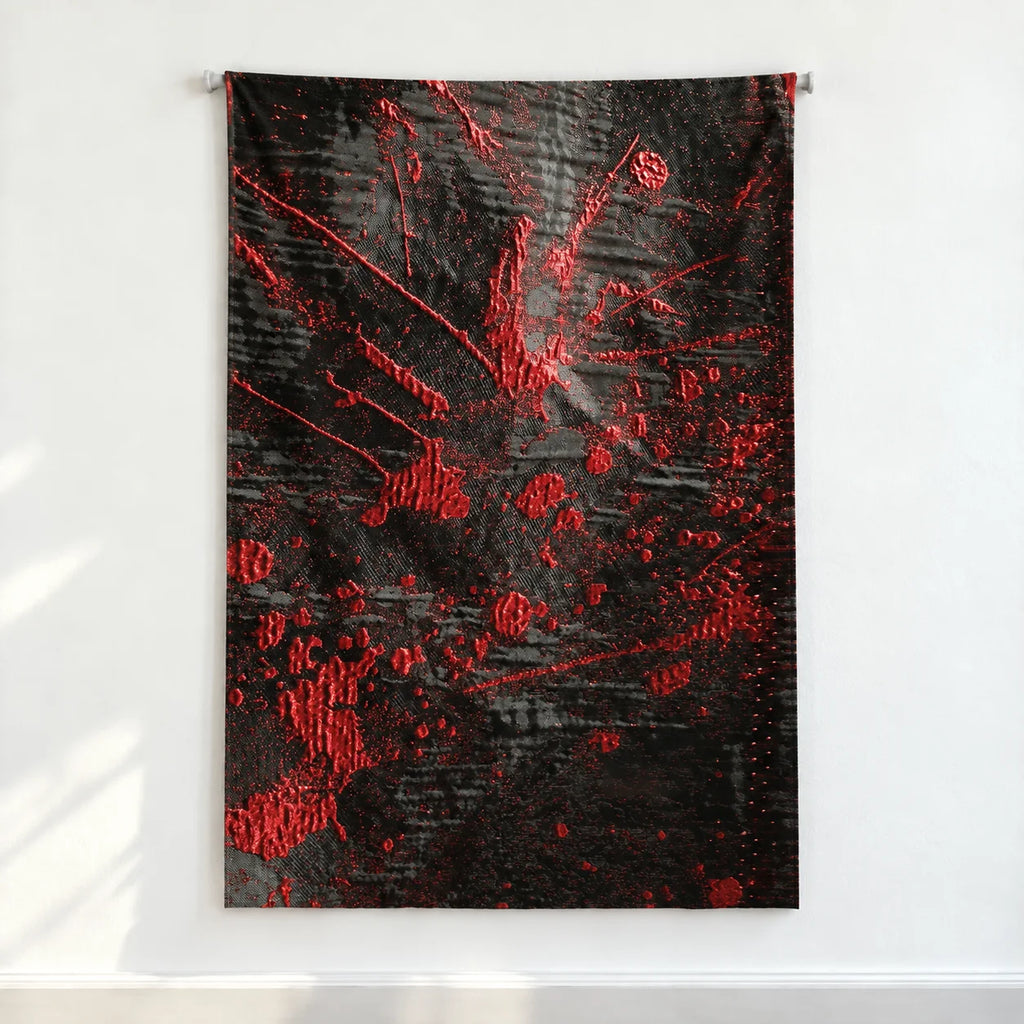 Crimson Nocturne · Textured Ink Jacquard · Custom Wall Art