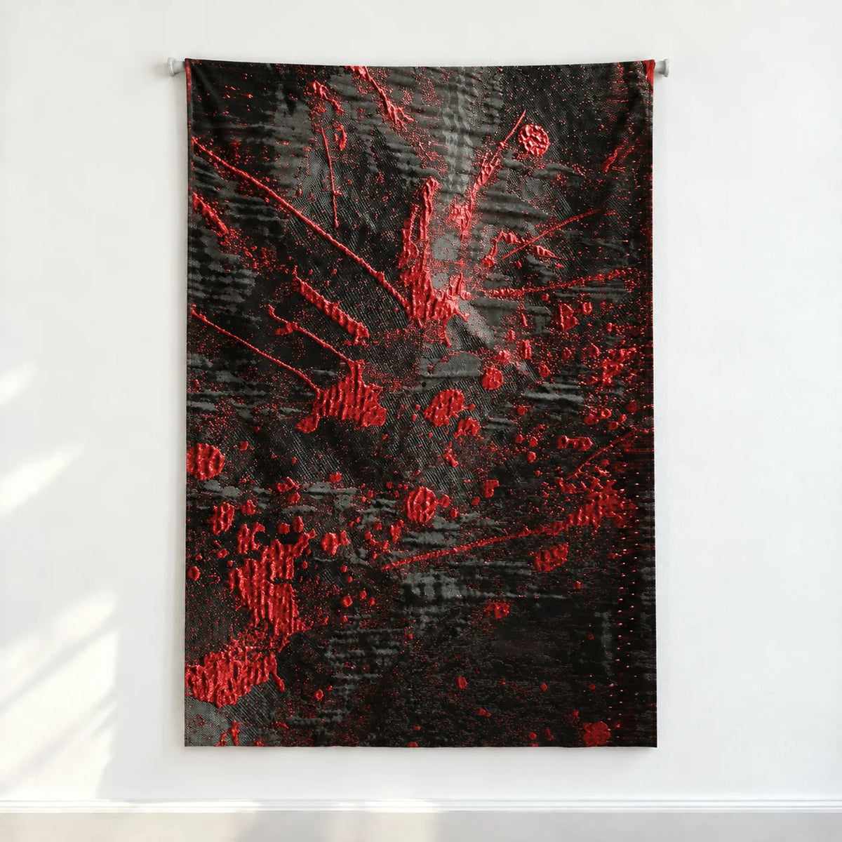Crimson Nocturne · Textured Ink Jacquard · Custom Wall Art
