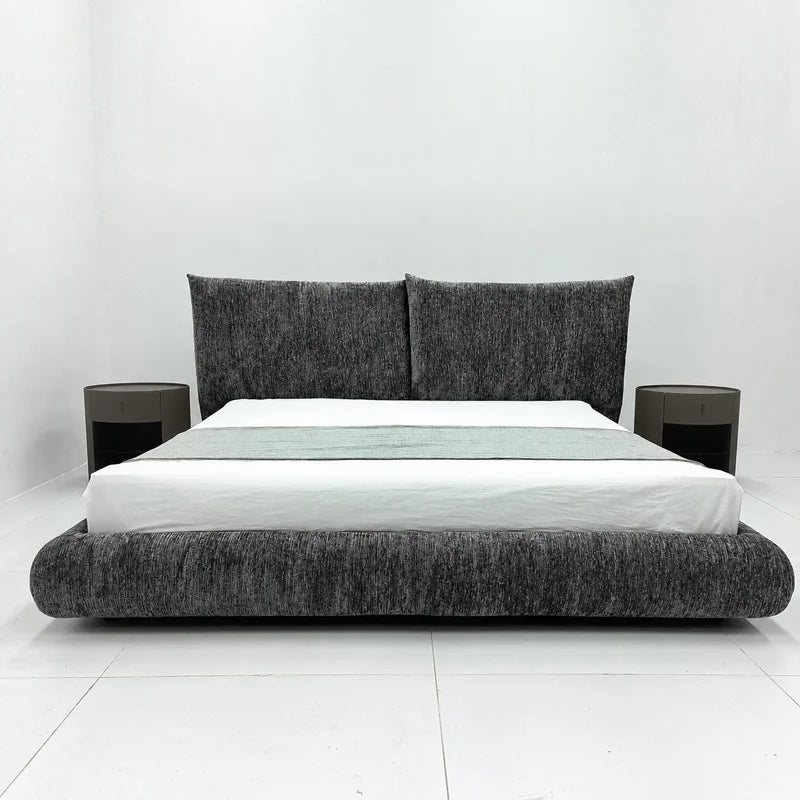 Custom Bed Frame Cover — Blossom · Graphite Slate