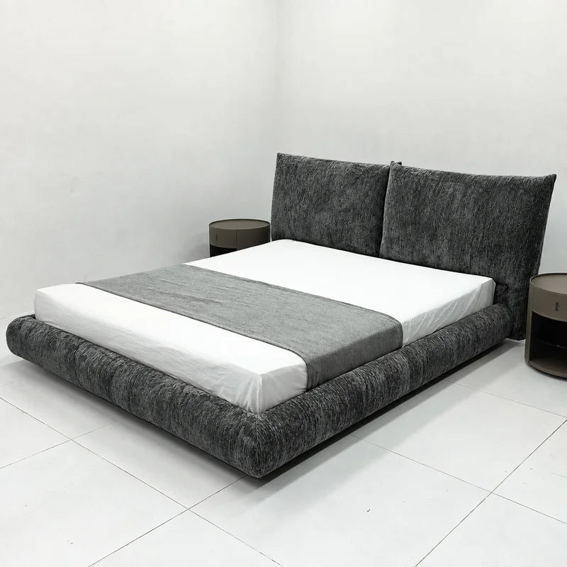 Custom Bed Frame Cover — Blossom · Graphite Slate
