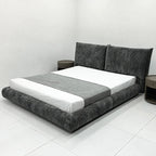 Custom Bed Frame Cover — Blossom · Graphite Slate