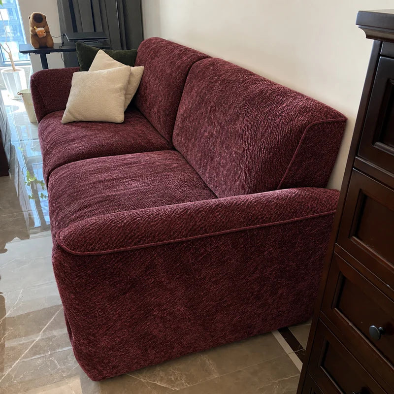 Custom Sofa Slipcover — Blossom · Crimson Berry