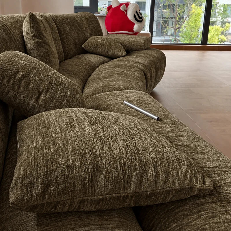 Custom Sofa Slipcover — Blossom · Espresso Bark