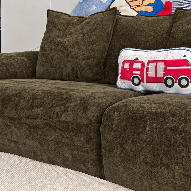 Custom Sofa Slipcover — Blossom · Espresso Bark