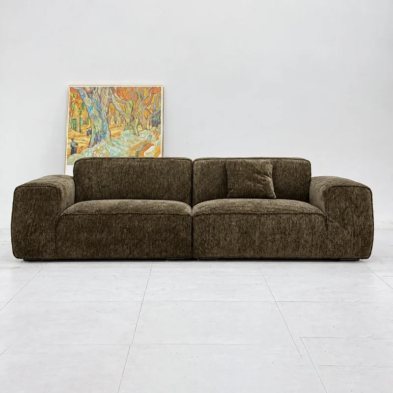 Custom Sofa Slipcover — Blossom · Espresso Bark