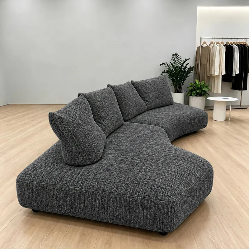Custom Sofa Slipcover — Blossom · Graphite Slate