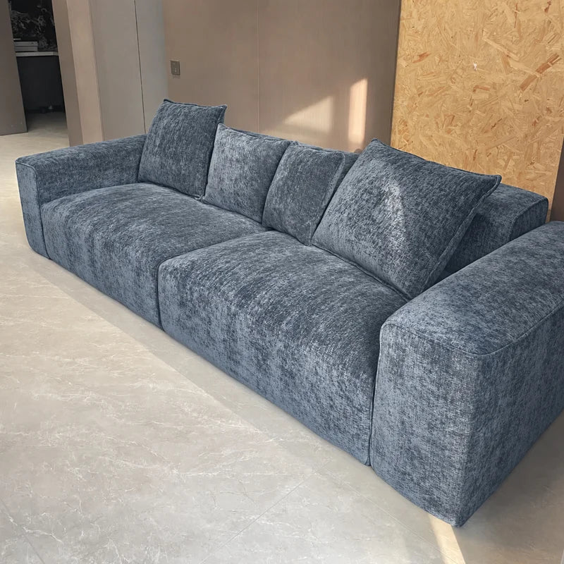 Custom Sofa Slipcover — Blossom · Haze Blue