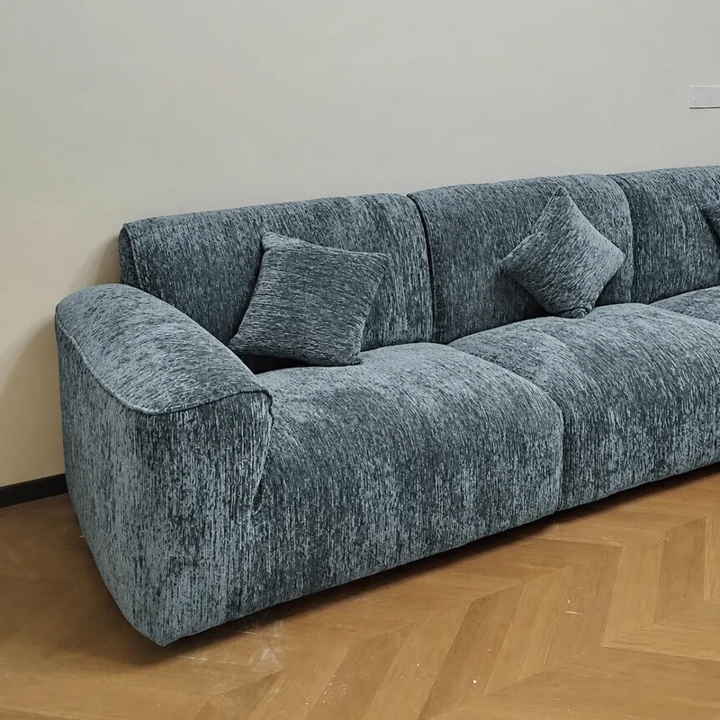 Custom Sofa Slipcover — Blossom · Haze Blue