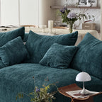 Custom Sofa Slipcover — Blossom · Regal Peacock